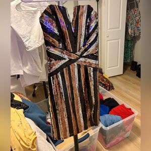 Trixxi Multicolor Sequin Strapless Dress